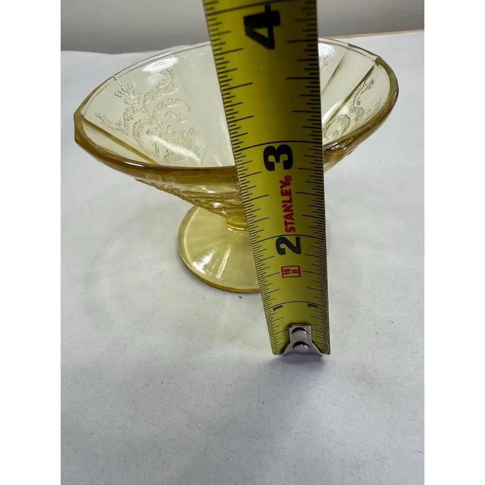 Vintage Federal Glass Madrid Amber Compote, Octagonal Sunburst Pedestal Dish